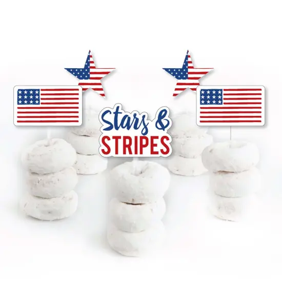 Big Dot of Happiness Stars & Stripes - Dessert Cupcake Toppers - Memorial Day & 4th of July USA Patriotic Party Clear Treat Picks - Set of 24 {3}