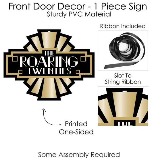 Big Dot of Happiness Roaring 20's - Hanging Porch 1920s Art Deco Jazz Party Outdoor Decorations - Front Door Decor - 1 Piece Sign {6}