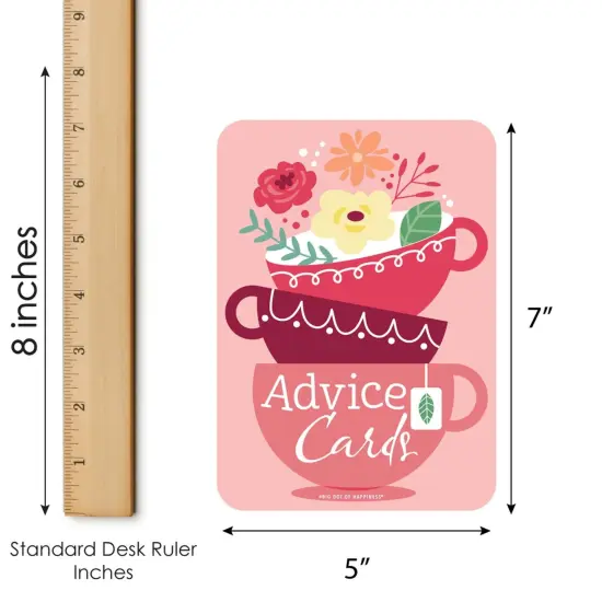 Big Dot of Happiness Floral Let's Par-Tea - Wish Card Garden Tea Party Baby Shower or Bridal Shower Activities - Shaped Advice Cards Game - Set of 20 {6}