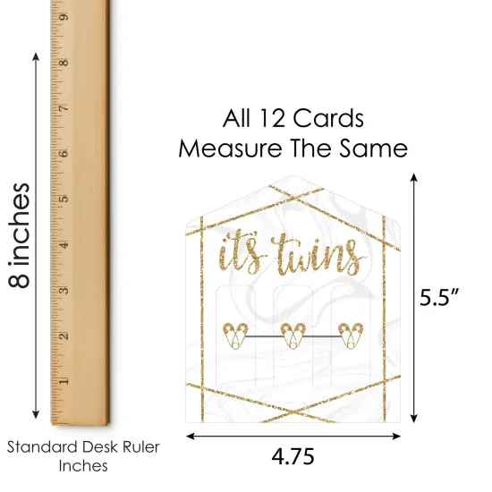 Big Dot of Happiness It's Twins - Gold Twins Baby Shower Game Pickle Cards - Pull Tabs 3-in-a-Row - Set of 12 {7}