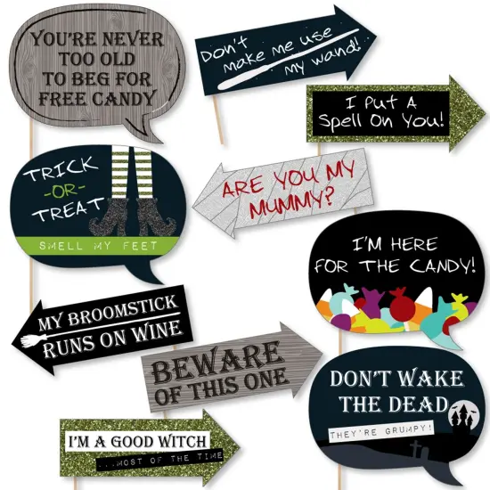 Big Dot of Happiness Funny Trick or Treat - Halloween Party - Photo Booth Props Kit - 10 Piece {1}