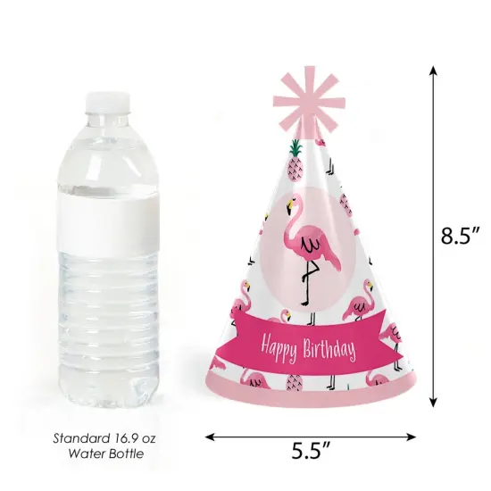 Big Dot of Happiness Pink Flamingo - Party Like a Pineapple - Tropical Summer Cone Happy Birthday Party Hats for Kids & Adults - 8 Ct (Standard Size) {4}