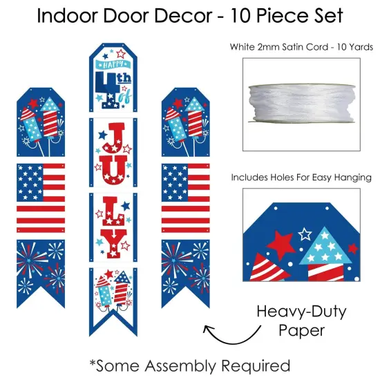 Big Dot of Happiness Firecracker 4th of July - Hanging Vertical Paper Door Banners - Red, White and Blue Party Wall Decoration Kit - Indoor Door Decor {6}