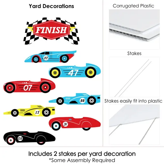 Big Dot of Happiness Let's Go Racing - Racecar - Yard Sign & Outdoor Lawn Decorations - Race Car Birthday Party or Baby Shower Yard Signs - Set of 8 {6}