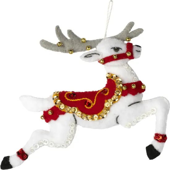 Bucilla Felt Ornaments Applique Kit Set Of 6-Festive Reindeer {1}