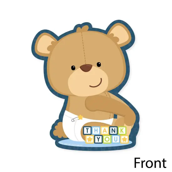 Big Dot of Happiness Baby Boy Teddy Bear - Shaped Thank You Cards - Baby Shower Thank You Note Cards with Envelopes - Set of 12 {4}