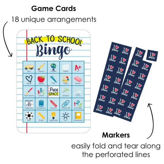 Big Dot of Happiness Back to School - Picture Bingo Cards and Markers - First Day of School Classroom Activities Bingo Game - Set of 18 {3}