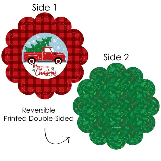 Big Dot of Happiness Merry Little Christmas Tree - Red Truck Christmas Party Round Table Decorations - Paper Chargers - Place Setting For 12 {4}