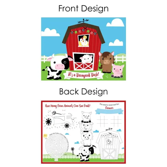 Big Dot of Happiness Farm Animals - Paper Barnyard Birthday Party Coloring Sheets - Activity Placemats - Set of 16 {7}