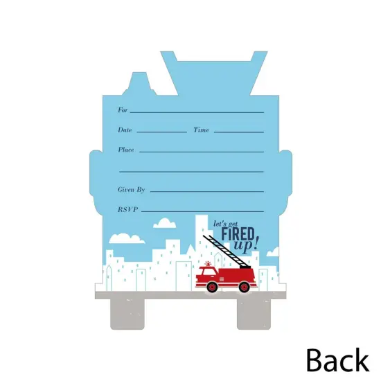 Big Dot of Happiness Fired Up Fire Truck - Shaped Fill-in Invites - Firetruck Baby Shower or Birthday Party Invite Cards with Envelopes - Set of 12 {4}