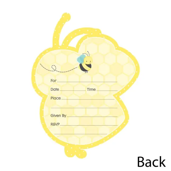 Big Dot of Happiness Honey Bee - Shaped Fill-in Invitations - Baby Shower or Birthday Party Invitation Cards with Envelopes - Set of 12 {4}