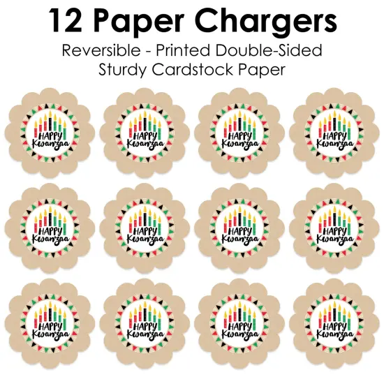 Big Dot of Happiness Happy Kwanzaa Heritage Holiday Party Round Table Decorations - Paper Chargers - Place Setting For 12 {7}
