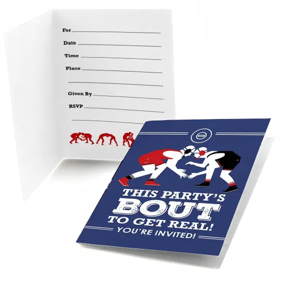 Big Dot of Happiness Own the Mat - Wrestling - Fill-in Birthday Party or Wrestler Party Invitations (8 count) {1}