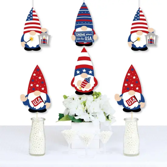 Big Dot of Happiness Patriotic Gnomes - Decorations DIY Memorial Day, 4th of July and Labor Day Gnome Party Essentials - Set of 20 {1}