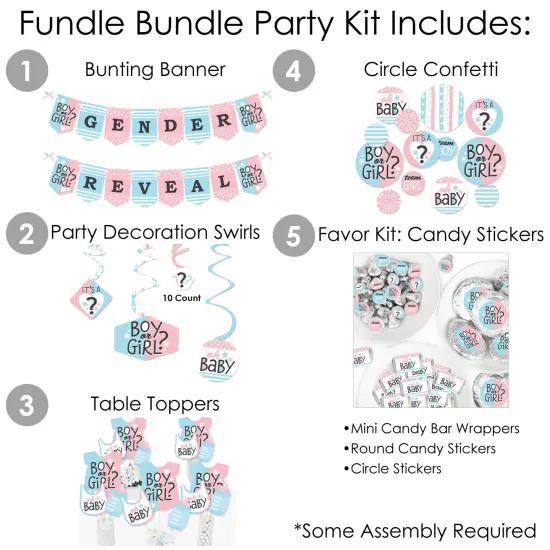 Big Dot of Happiness Baby Gender Reveal - Team Boy or Girl Party Supplies - Banner Decoration Kit - Fundle Bundle {3}