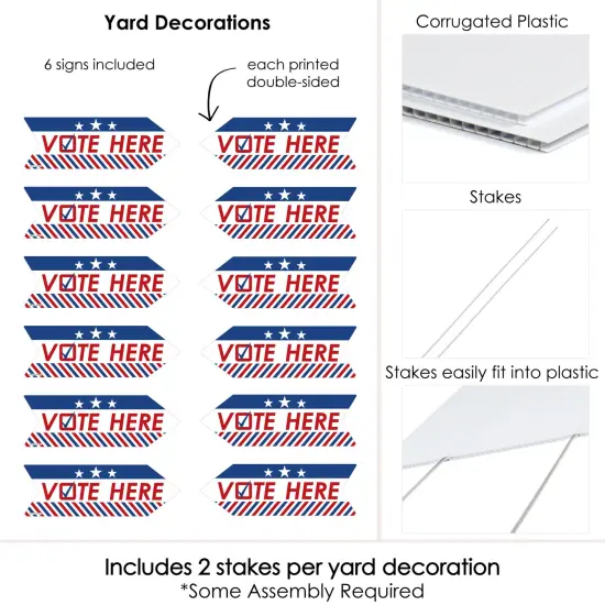 Big Dot of Happiness Big Dot of Happiness Vote Here - Arrow Political Election Day Direction Signs - Double Sided Outdoor Yard Signs - Set of 6 {6}