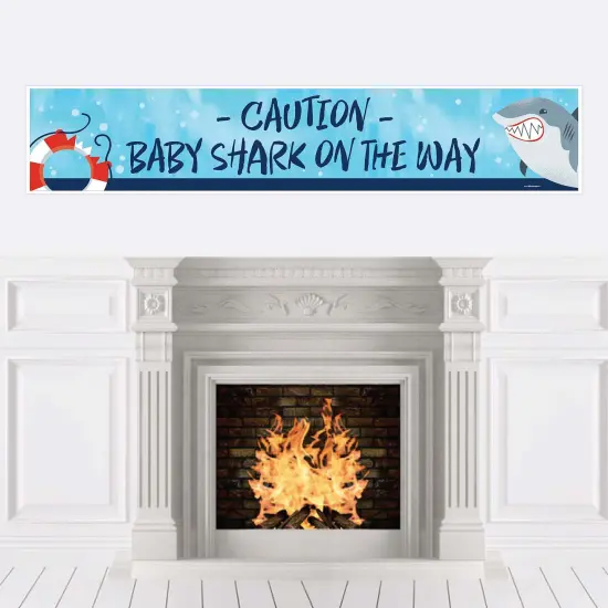 Big Dot of Happiness Shark Zone - Jawsome Shark Baby Shower Decorations Party Banner {1}