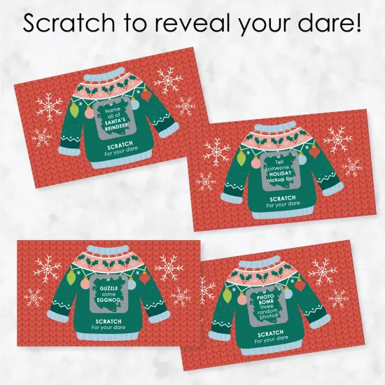 Big Dot of Happiness Colorful Christmas Sweaters - Ugly Sweater Holiday Party Game Scratch Off Dare Cards - 22 Count {4}