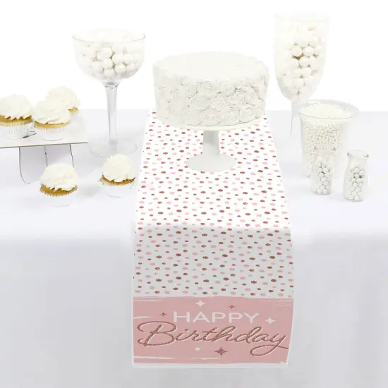 Big Dot of Happiness Pink Rose Gold Birthday - Petite Happy Birthday Party Paper Table Runner - 12 x 60 inches {3}