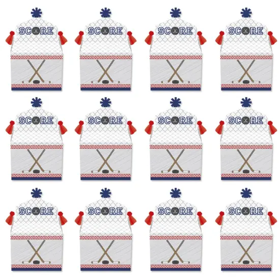 Big Dot of Happiness Shoots and Scores - Hockey - Treat Box Party Favors - Baby Shower or Birthday Party Goodie Gable Boxes - Set of 12 {6}