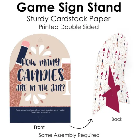 Big Dot of Happiness But First, Wine - How Many Candies Wine Tasting Party Game - 1 Stand and 40 Cards - Candy Guessing Game {6}