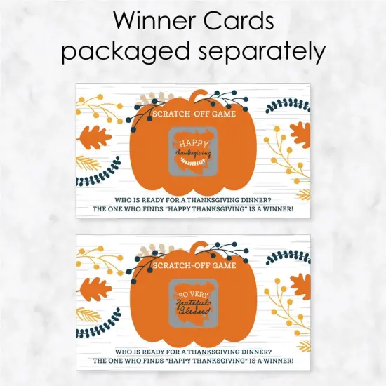 Big Dot of Happiness Happy Thanksgiving - Fall Harvest Party Game Scratch Off Cards - 22 Count {4}