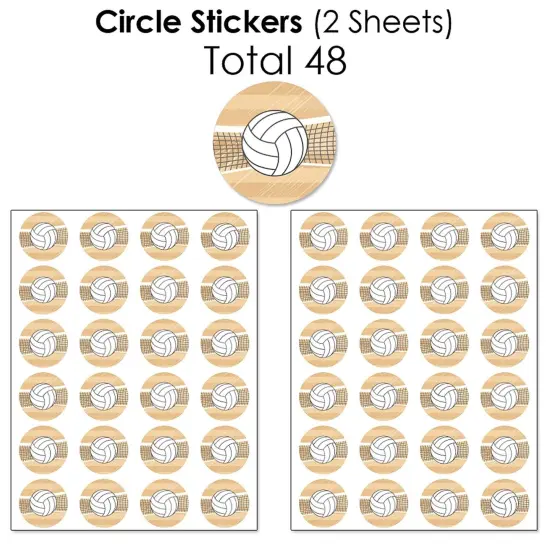 Big Dot of Happiness Bump, Set, Spike - Volleyball - Baby Shower or Birthday Party Candy Favor Sticker Kit - 304 Pieces {7}