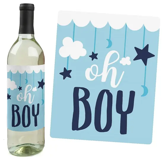 Big Dot of Happiness It's a Boy - Blue Baby Shower Decorations for Women and Men - Wine Bottle Label Stickers - Set of 4 {3}