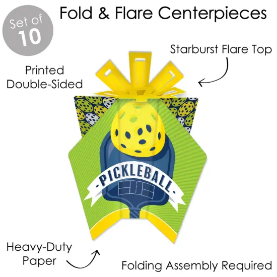 Big Dot of Happiness Let&rsquo;s Rally - Pickleball - Table Decorations - Birthday or Retirement Party Fold and Flare Centerpieces - 10 Count {6}