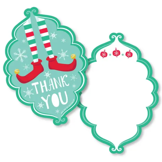 Big Dot of Happiness Elf Squad - Shaped Thank You Cards - Kids Elf Christmas and Birthday Party Shaped Thank You Cards with Envelopes - Set of 12 {1}