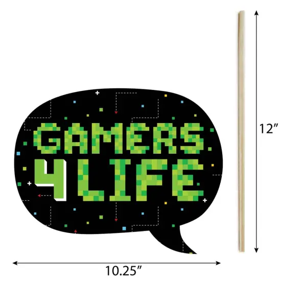 Big Dot of Happiness Funny Game Zone - Pixel Video Game Party or Birthday Party Photo Booth Props Kit - 10 Piece {6}
