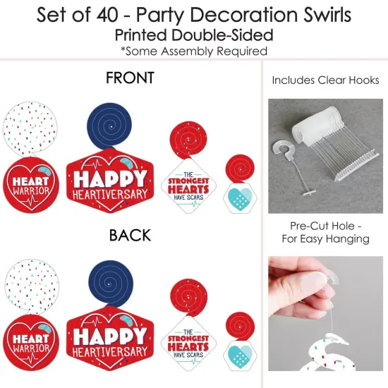 Big Dot of Happiness Happy Heartiversary - CHD Awareness Hanging Decor - Party Decoration Swirls - Set of 40 {6}