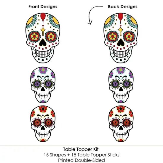 Big Dot of Happiness Day of the Dead - Sugar Skull Party Centerpiece Sticks - Table Toppers - Set of 15 {6}