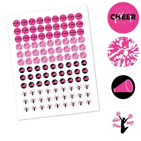 Big Dot of Happiness We've Got Spirit - Cheerleading - Cheer Birthday Party Round Candy Sticker Favors - Labels Fits Chocolate Candy (1 sheet of 108) {3}