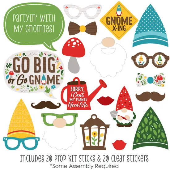 Big Dot of Happiness Garden Gnomes - Forest Gnome Party Photo Booth Props Kit - 20 Count {3}