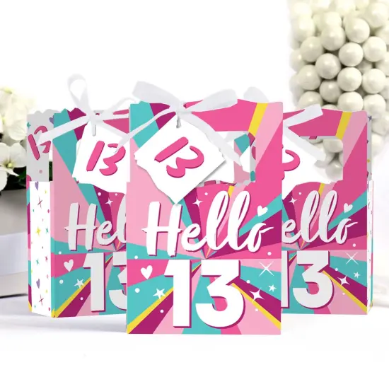 Big Dot of Happiness Girl 13th Birthday - Official Teenager Birthday Party Favor Boxes - Set of 12 {4}