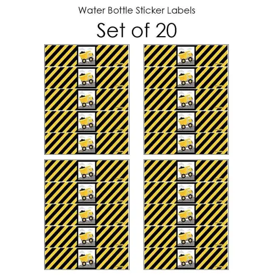 Big Dot of Happiness Dig It - Construction Party Zone - Baby Shower or Birthday Party Water Bottle Sticker Labels - Set of 20 {4}