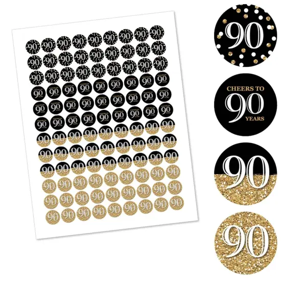 Big Dot of Happiness Adult 90th Birthday - Gold - Round Candy Sticker Party Favors - Labels Fits Chocolate Candy (1 sheet of 108) {3}