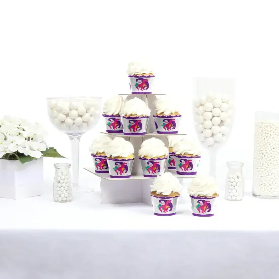 Big Dot of Happiness Roar Dinosaur Girl - Dino Mite T-Rex Baby Shower or Birthday Party Decorations - Party Cupcake Wrappers - Set of 12 {3}