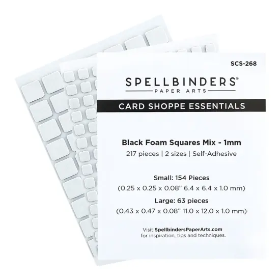 Spellbinders Card Shoppe Essentials Foam Squares Mix-Black, 1mm {1}