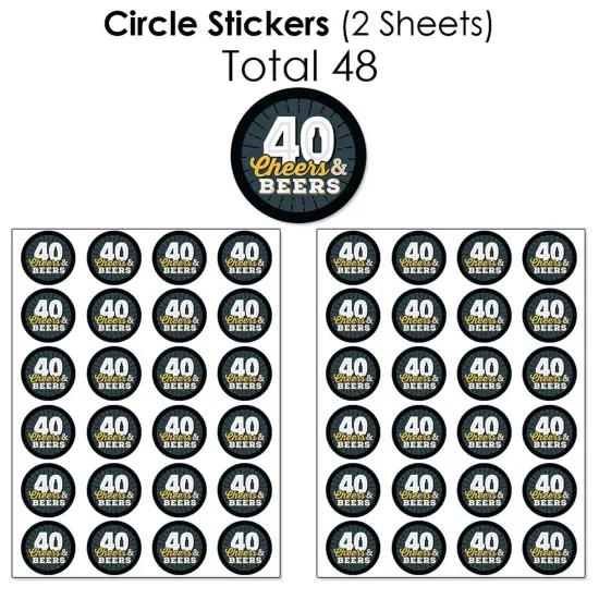 Big Dot of Happiness Cheers and Beers to 40 Years - 40th Birthday Party Candy Favor Sticker Kit - 304 Pieces {7}