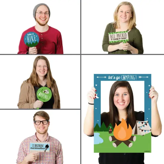 Big Dot of Happiness Happy Camper - Camping Baby Shower or Birthday Party Selfie Photo Booth Picture Frame & Props - Printed on Sturdy Material {3}