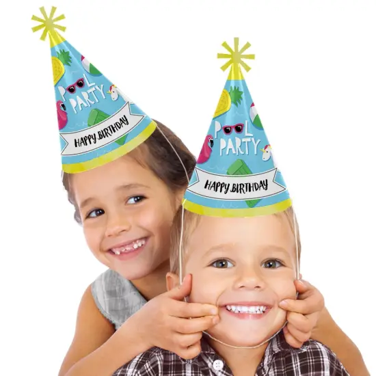 Big Dot of Happiness Make a Splash - Pool Party - Cone Happy Birthday Party Hats for Kids and Adults - Set of 8 (Standard Size) {3}