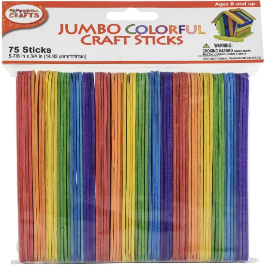 Pepperell Crafts Jumbo Craft Sticks 5.875"X.75" 75/Pkg-Colorful {1}