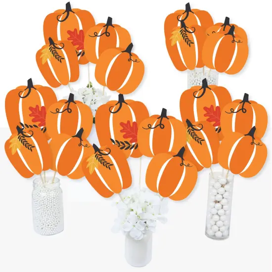 Big Dot of Happiness Fall Pumpkin - Halloween or Thanksgiving Party Centerpiece Sticks - Table Toppers - Set of 15 {3}