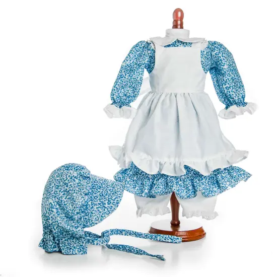 The Queen's Treasures 18 Inch Doll Clothes 4 Piece Blue Calico Dress {4}