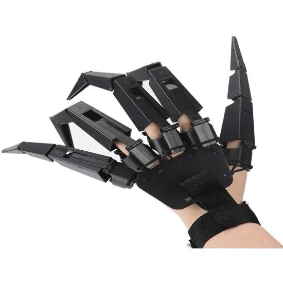 Adult's Black Articulating Left Hand Finger Glove Costume Accessory {1}