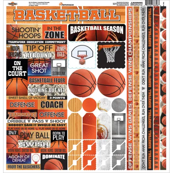 Reminisce Variety Cardstock Stickers 12"x12"-Basketball {1}