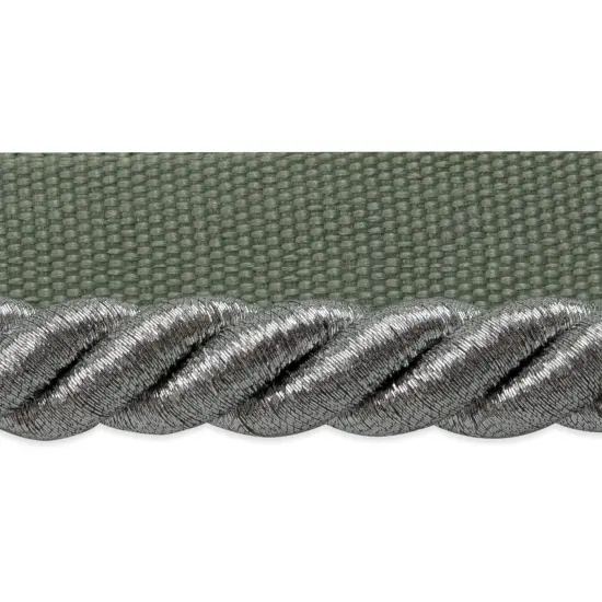 10 yards of Nicholas 3/8" Twisted Lip Cord Trim | 10 yard cut Metallic Silver {1}