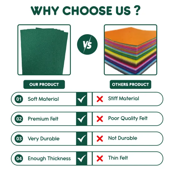 FabricLA | 9x12 inches Glitter Acrylic Felt Fabric Sheets | 1.6mm Thick 5 pieces green {4}